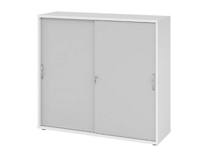 bümö Aktenschrank office Schiebetürenschrank Dekor: Weiß/Grau - Griffe: Bogengriff (Metall), grau weiß, Weiß/Grau von OTTO