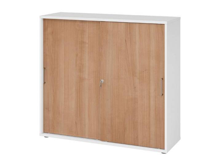 bümö Aktenschrank office Schiebetürenschrank Dekor: Weiß/Nussbaum - Griffe: Bügelgriff (Metall), weiß, Weiß/Nussbaum von OTTO