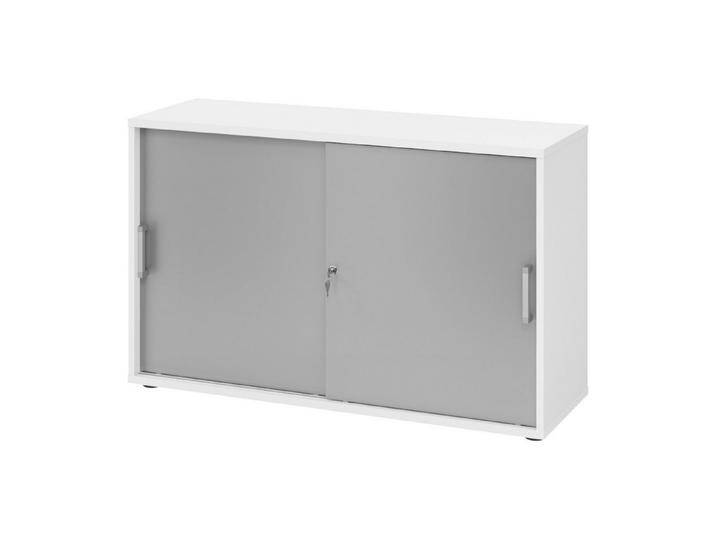 bümö Aktenschrank office Schiebetürenschrank Dekor: Weiß/Silber - Griffe: Chromgriff (Metall), silberfarben weiß, Weiß/Silber von OTTO