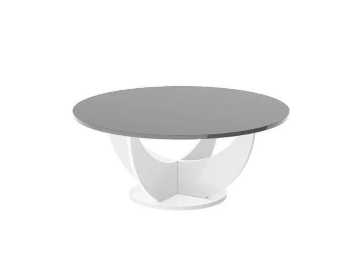 designimpex Couchtisch Design HRC-111 Hochglanz Wohnzimmertisch Rund Tisch 100 cm x 45 cm, grau, Grau Hochglanz - Weiß Hochglanz von OTTO