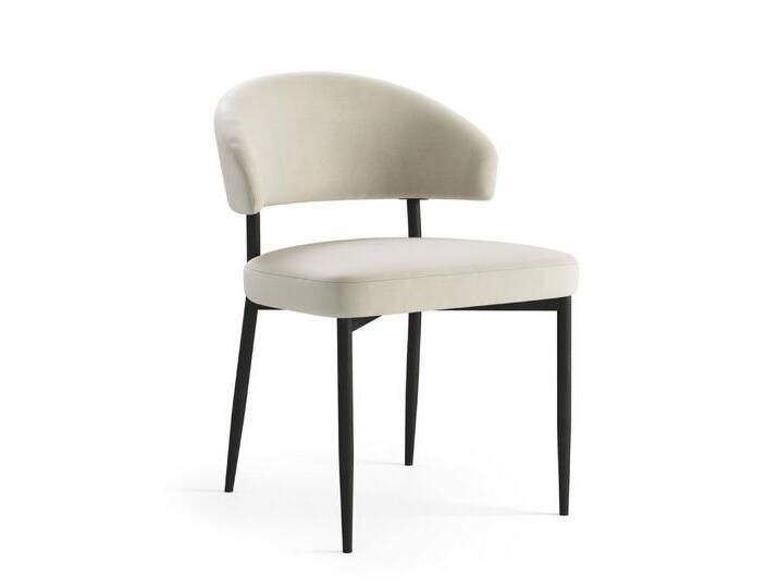 designimpex Esszimmerstuhl 2er Set Design Iris Stuhl Stühle Samt, weiß, Creme (samt) von OTTO
