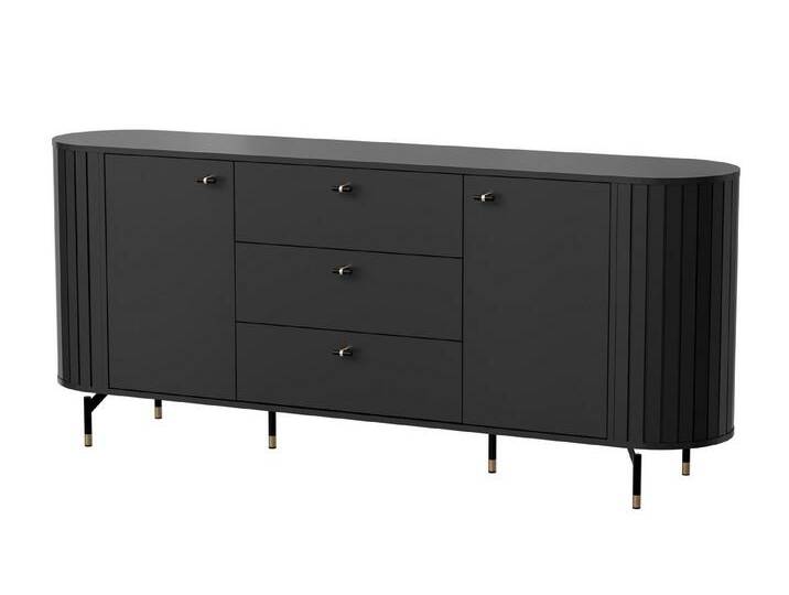designimpex Sideboard Design Kommode Roma DO-4 Sideboard Schublade Wohnzimmer Ablage Tisch, schwarz, Schwarz matt von OTTO