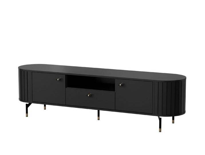 designimpex TV-Rack Design Fernsehtisch Roma DO-5 TV-Möbel Lowboard TV Wohnzimmer Tisch, schwarz, Schwarz von OTTO