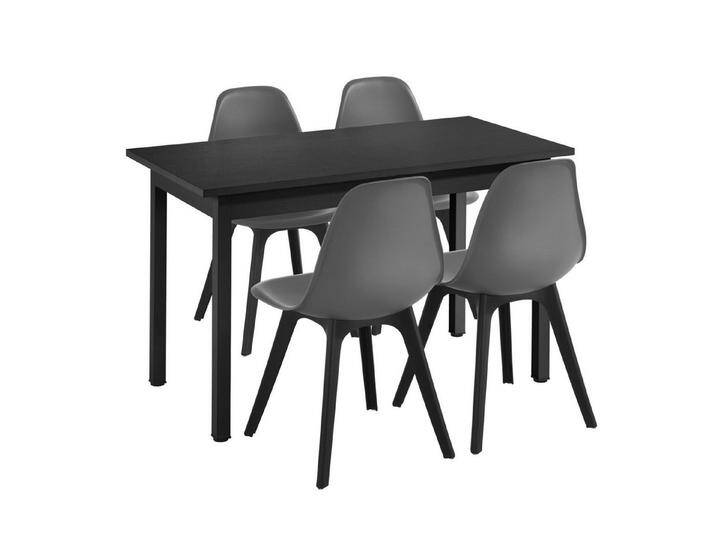 en.casa Essgruppe, (Set, 5-tlg., Esstisch mit 4 Stühlen), »Horten« Küchentisch 120x60 cm Polsterstuhl schwarz - grau, grau schwarz, schwarz - grau von OTTO