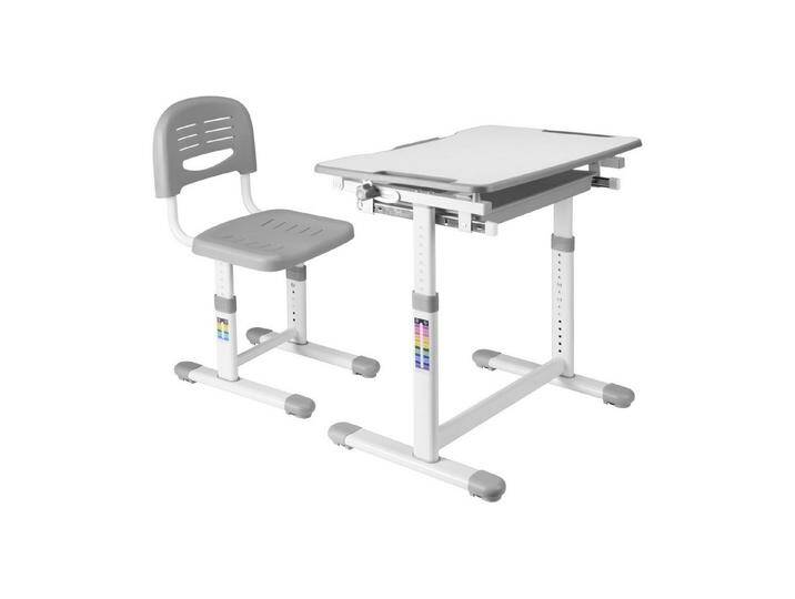 en.casa Kinderschreibtisch, Kinderschreibtischset »Sala« 2-tlg. Kindertisch mit Stuhl Grau, grau, grau/weiß von OTTO