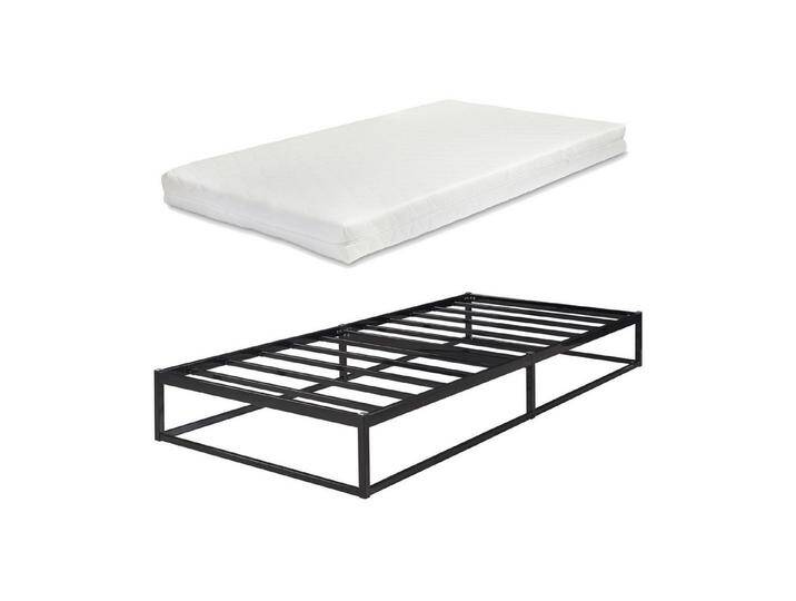 en.casa Metallbett, »Trerunta« Bettgestell mit Matratze 90 x 200 cm Stahl Schwarz, schwarz, mit Matratze, Kaltschaummatratze von OTTO
