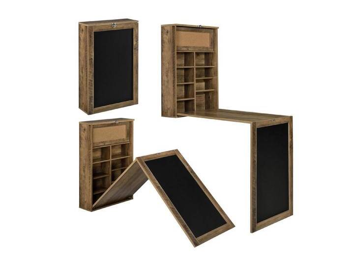 en.casa Wandregaltisch, »Kläppen« Klappbarer Tisch mit Regal, Pinnwand & Tafel Holzfarben, beige, holzfarben von OTTO
