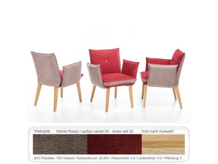 expendio Esszimmersessel Gerit 1, Eiche natur lackiert, camel/red aus Massivholz, rot, Eiche natur lackiert, Kombi Fleckless - camel/red von OTTO