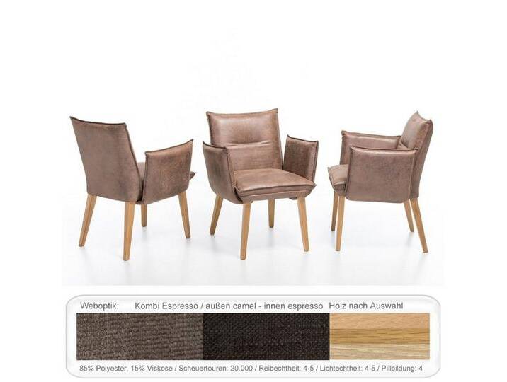 expendio Esszimmersessel Gerit 2, Eiche bianco lackiert, Kombi Fleckless - camel/espresso aus Massivholz, braun, Eiche bianco lackiert expendio Esszimmersessel Gerit 2, Eiche bianco lackiert, Kombi Fleckless - camel/espresso aus Massivholz, braun, Eiche bianco lackiert von OTTO