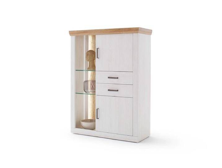 expendio Highboard Marlis 6, Pinie Aurelio / Grandson Oak Nb. 106x142x40 vormontiert 3D-Optik LED, weiß, mit Beleuchtung von OTTO