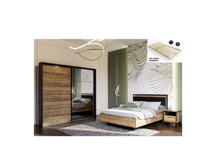 expendio Jugendzimmer-Set Hailey 14, (Spar-Set, 4-tlg), Alpine Picea Nb. / schwarz, beige schwarz, ohne Kranz von OTTO