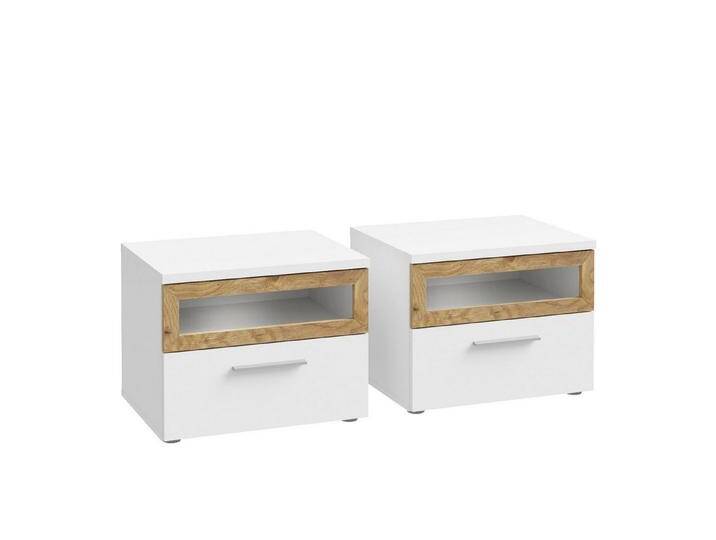 expendio Nachtkommode Melia 5 (Spar-Set, 2 St), Mauvella Oak / Weiß, 52x41x42 cm, weiß, mit Beleuchtung von OTTO