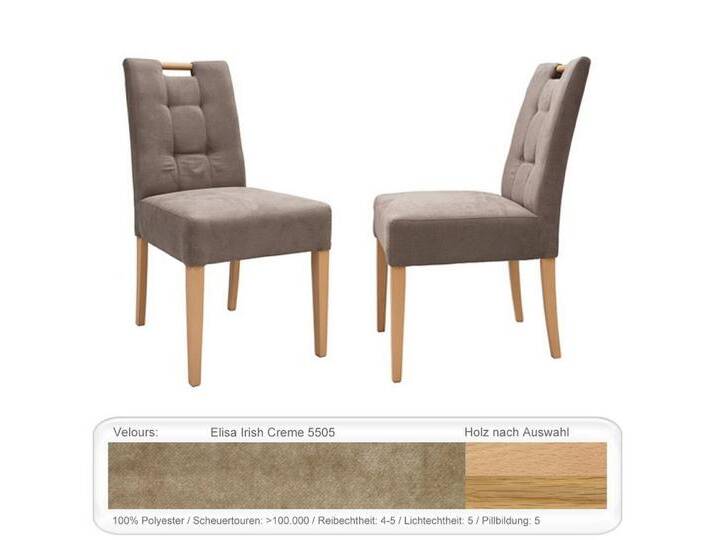 expendio Polsterstuhl Agnes 1 (Spar-Set, 4 St), Eiche natur lackiert, Elisa Irish Creme 5505 aus Massivholz, braun, Eiche natur lackiert von OTTO