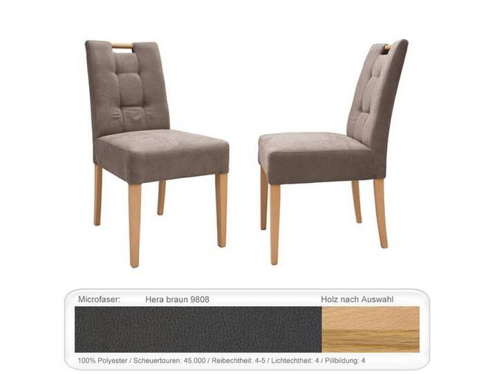 expendio Polsterstuhl Agnes 1 (Spar-Set, 4 St), Eiche natur lackiert, Hera braun 9808 aus Massivholz, braun, Eiche natur lackiert, Hera braun 9808 von OTTO