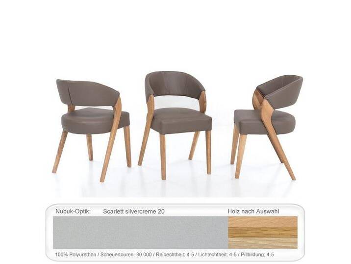 expendio Polsterstuhl Alani 1, Eiche natur geölt Scarlett silvercreme 20 aus Massivholz, grau, Eiche natur geölt, Scarlett silvercreme 20 von OTTO