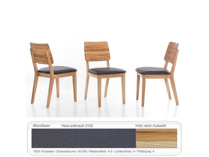 expendio Polsterstuhl Norea 3 (Spar-Set, 4 St), Kernbuche geölt, Hera anthrazit 3102 aus Massivholz, grau, Kernbuche geölt, Hera anthrazit 3102 von OTTO