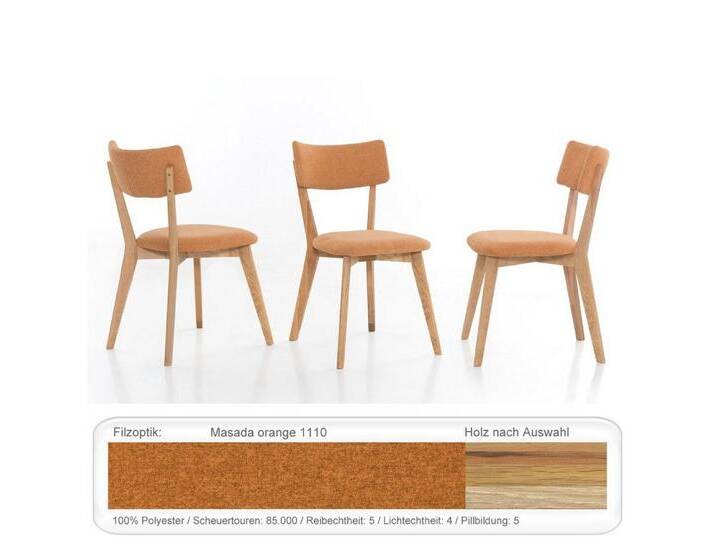expendio Polsterstuhl Norina 32 (Spar-Set, 4 St), Eiche bianco geölt, Masada orange 1110 aus Massivholz, orange, Eiche bianco geölt von OTTO