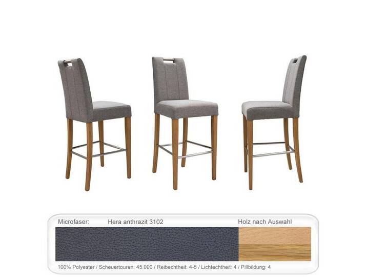 expendio Polsterstuhl Thalea (Spar-Set, 4 St), Eiche natur, Hera anthrazit 3102 aus Massivholz mit Edelstahl-Griff, grau, Eiche natur lackiert von OTTO