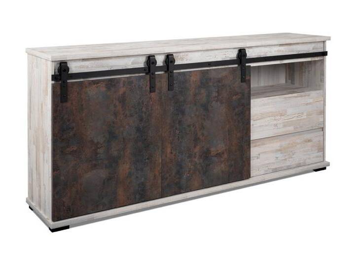 expendio Sideboard Salvo 51A, Aratinga Kiefer / Na Pali 180x87x40 cm mit Schiebetüren, weiß von OTTO
