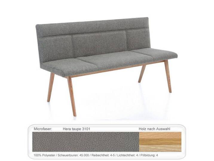 expendio Sitzbank Aranel, Buche natur geölt, Hera taupe 3101 160x87x58 cm aus Massivholz, braun, Buche natur geölt, Hera taupe 3101 von OTTO