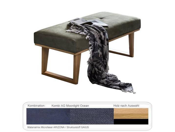 expendio Sitzbank Caja, Buche natur, Bezug Moonlight Ocean 130x49x66 Sitz mit Wellenfederung, blau, Buche natur lackiert, Kombi AG Moonlight Ocean von OTTO