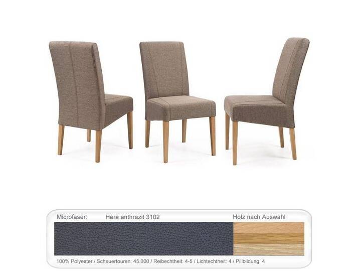 expendio Stuhl Lenz (Spar-Set, 4 St), Eiche natur, Hera anthrazit 3102 Massivholz Kaltschaumsitz Sitzgurte, grau, Eiche natur lackiert von OTTO
