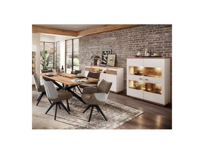 expendio Wohnzimmer-Set Frederik 54-3, (Spar-Set, 9-St), weiß matt Artisan Eiche, mit Stühle, weiß von OTTO