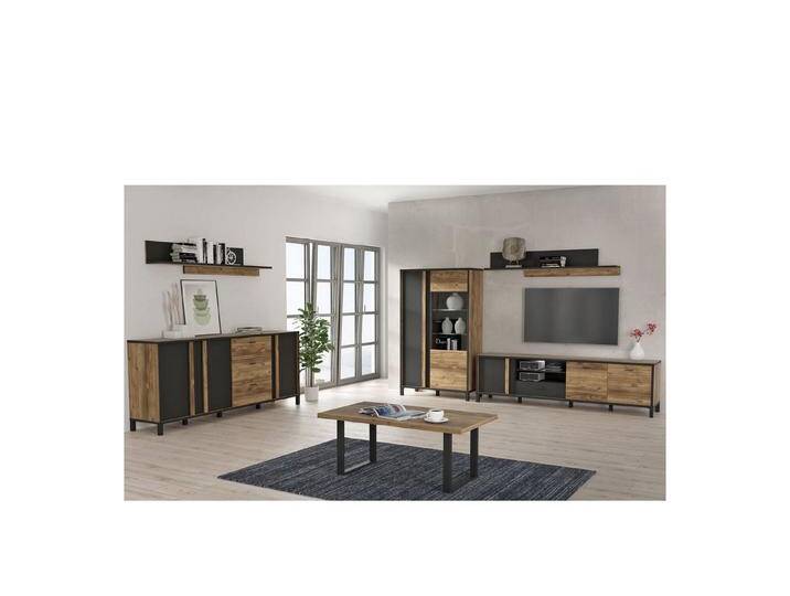 expendio Wohnzimmer-Set Hailey 31, (Spar-Set, 6-St), Alpine Picea Nb. / schwarz 450x195x42 cm, beige schwarz, ohne Beleuchtung von OTTO