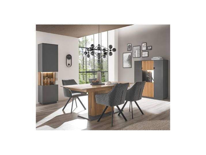 expendio Wohnzimmer-Set Linda 43, (Spar-Set, 3-St), anthrazit lackiert/ Eiche massiv bianco geölt, grau, ohne Beleuchtung von OTTO