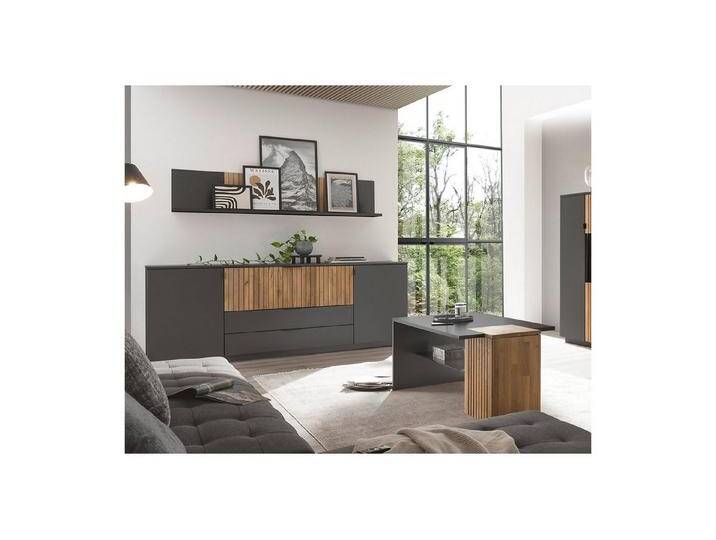 expendio Wohnzimmer-Set Linda 52, (Spar-Set, 3-St), anthrazit lackiert/ Eiche massiv bianco geölt, grau von OTTO