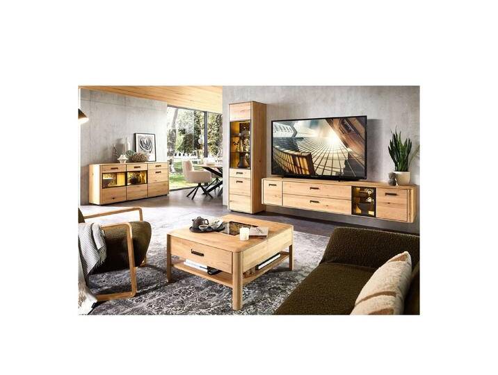 expendio Wohnzimmer-Set Morena 41, (Spar-Set, 4-St), Front und Korpus Wildeiche massiv, 380x205x45 cm, beige, ohne Beleuchtung von OTTO