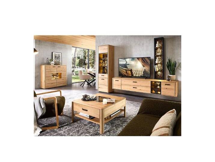 expendio Wohnzimmer-Set Morena 43, (Spar-Set, 5-St), Front und Korpus Wildeiche massiv, 400x205x45 cm, beige, ohne Beleuchtung von OTTO