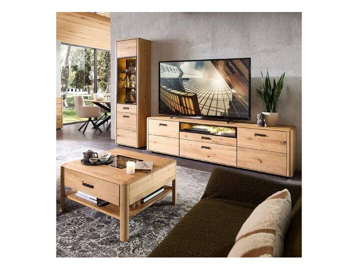 expendio Wohnzimmer-Set Morena 46, (Spar-Set, 3-St), Front und Korpus Wildeiche massiv, 360x205x45 cm, beige, mit Beleuchtung von OTTO