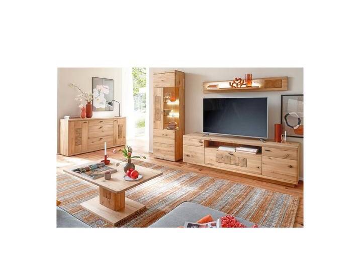 expendio Wohnzimmer-Set Paige 20, (Spar-Set, 5-St), Ast/Balkeneiche massiv durchgehende Lamelle in Kristalleiche geölt, beige von OTTO