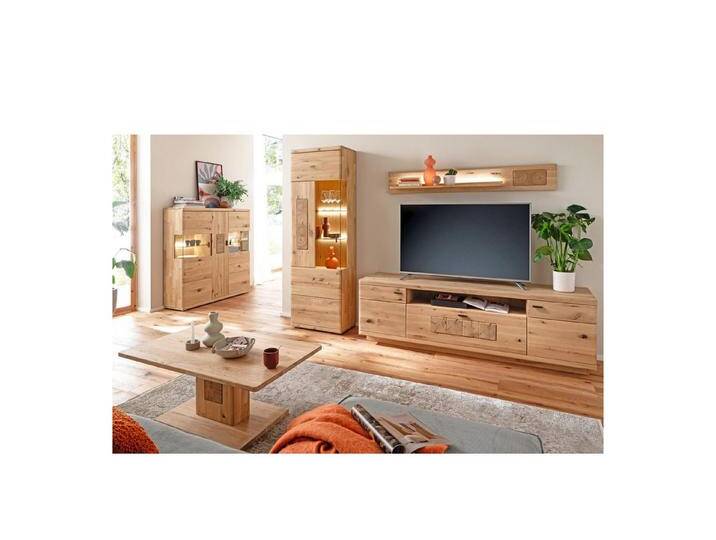 expendio Wohnzimmer-Set Paige 21, (Spar-Set, 5-St), Ast/Balkeneiche massiv durchgehende Lamelle in Kristalleiche geölt, beige von OTTO