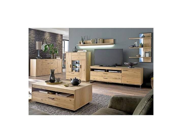 expendio Wohnzimmer-Set Pollino 31, (Spar-Set, 6-St), Asteiche Bianco massiv geölt / Eiche Bianco furniert, beige, ohne Beleuchtung von OTTO