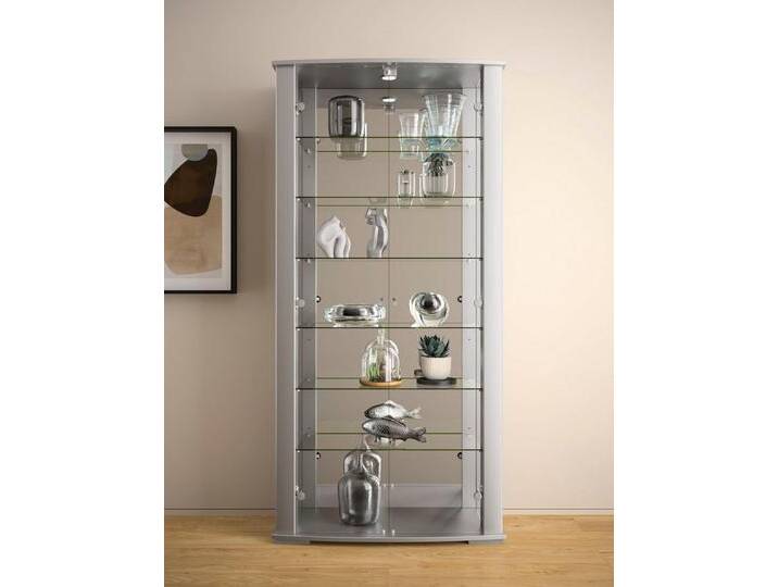 fif möbel Vitrine STELLA Standvitrine/Glasvitrine 2x Glastür,perfekt für Sammler,Sammlervitrine, silberfarben von OTTO