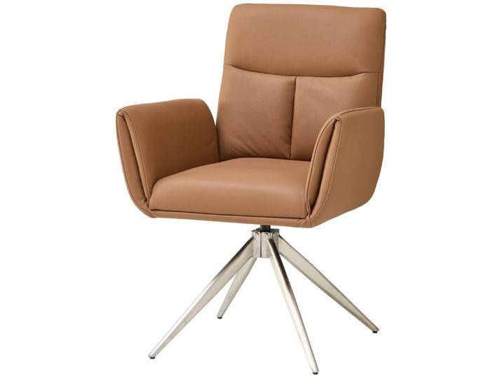freiraum Armlehnstuhl Sofia Premium (2er Set), (2er Set) Federkern, drehbar, Leder cognac, Edelstahl - 61x94x67 BxHxT von OTTO