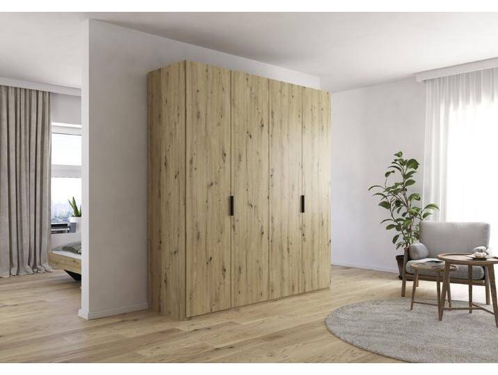 freiraum Drehtürenschrank Fifty 2 Böden / 2 Kleiderstangen, Eiche Artisan Dekor - 201x223x60cm (BxHxT), braun von OTTO