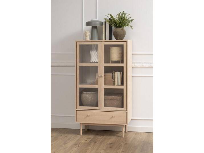 freiraum Glasvitrine Aston in Eiche weiss pigmentiert - 80x144,8x40cm (BxHxT), braun von OTTO