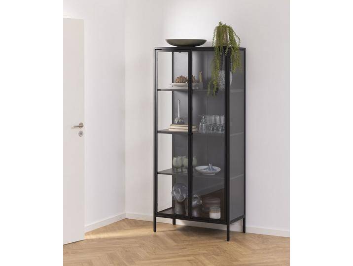 freiraum Glasvitrine Newcastle in schwarz, Stahl - 80x180x40cm (BxHxT), schwarz von OTTO