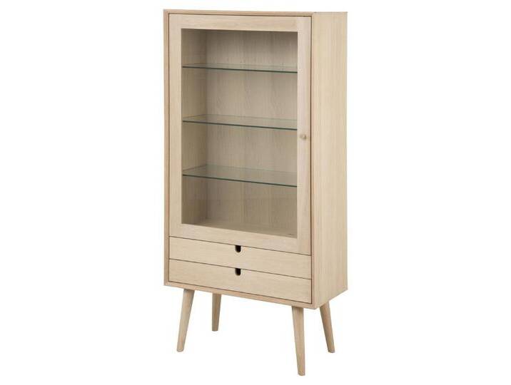 freiraum Standvitrine Century in Eiche weiss pigmentiert - 72x143,2x36cm (BxHxT), braun von OTTO