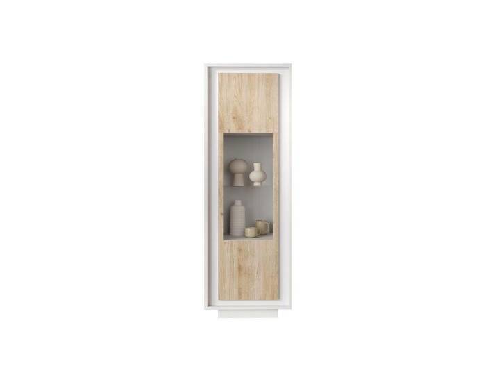 freiraum Vitrine Siena 3 Böden, Softclose, Weiss Lack matt, Cadiz Eiche Dekor 67x197x40 BxHxT, braun von OTTO