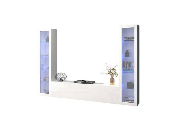 freiraum Wohnwand Benevent, (3-teilig), (3-teilig) in Weiß Hochglanz - 260x180x30 (BxHxT) von OTTO
