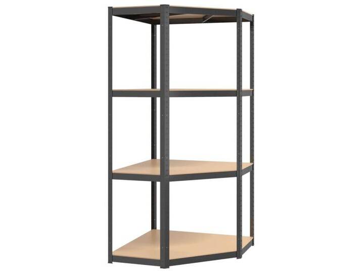 furnicato Ablageregal Eckregal mit 4 Böden Anthrazit Stahl & Holzwerkstoff, 1-tlg., schwarz, 75 x 75 x 160 cm, Anthrazit von OTTO