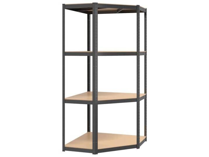 furnicato Ablageregal Eckregal mit 4 Böden Anthrazit Stahl & Holzwerkstoff, 1-tlg., schwarz, 75 x 75 x 160 cm, Anthrazit von OTTO
