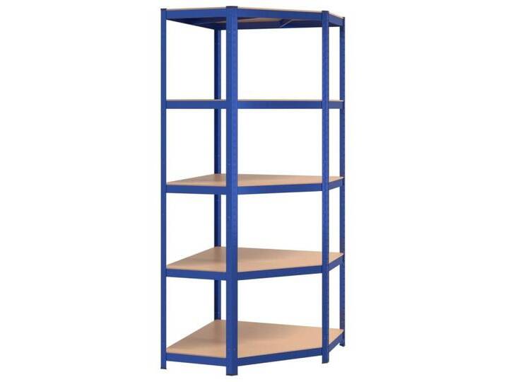 furnicato Ablageregal Eckregal mit 5 Böden Blau Stahl & Holzwerkstoff, 1-tlg., blau, 75 x 75 x 180 cm, Blau von OTTO