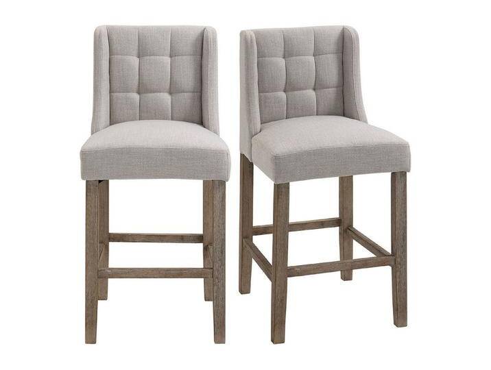 furnicato Barhocker 2er-Set Barhocker mit lehne Barstühle mit Knopfheftung, Massivholz, i (1 St), beige braun von OTTO