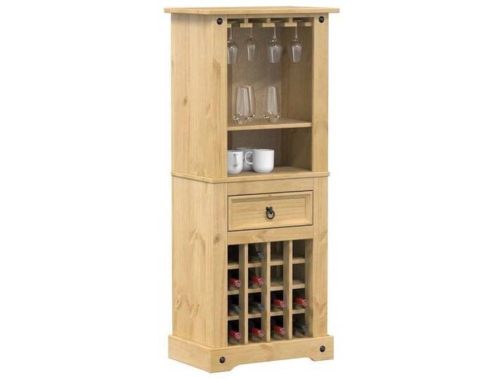 furnicato Barschrank Weinregal Corona 56x35x134,5 cm Massivholz Kiefer (1-St), braun von OTTO