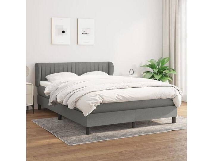 furnicato Bett Boxspringbett mit Matratze Dunkelgrau 140x200 cm Stoff, grau, 140 x 200 cm, Dunkelgrau von OTTO